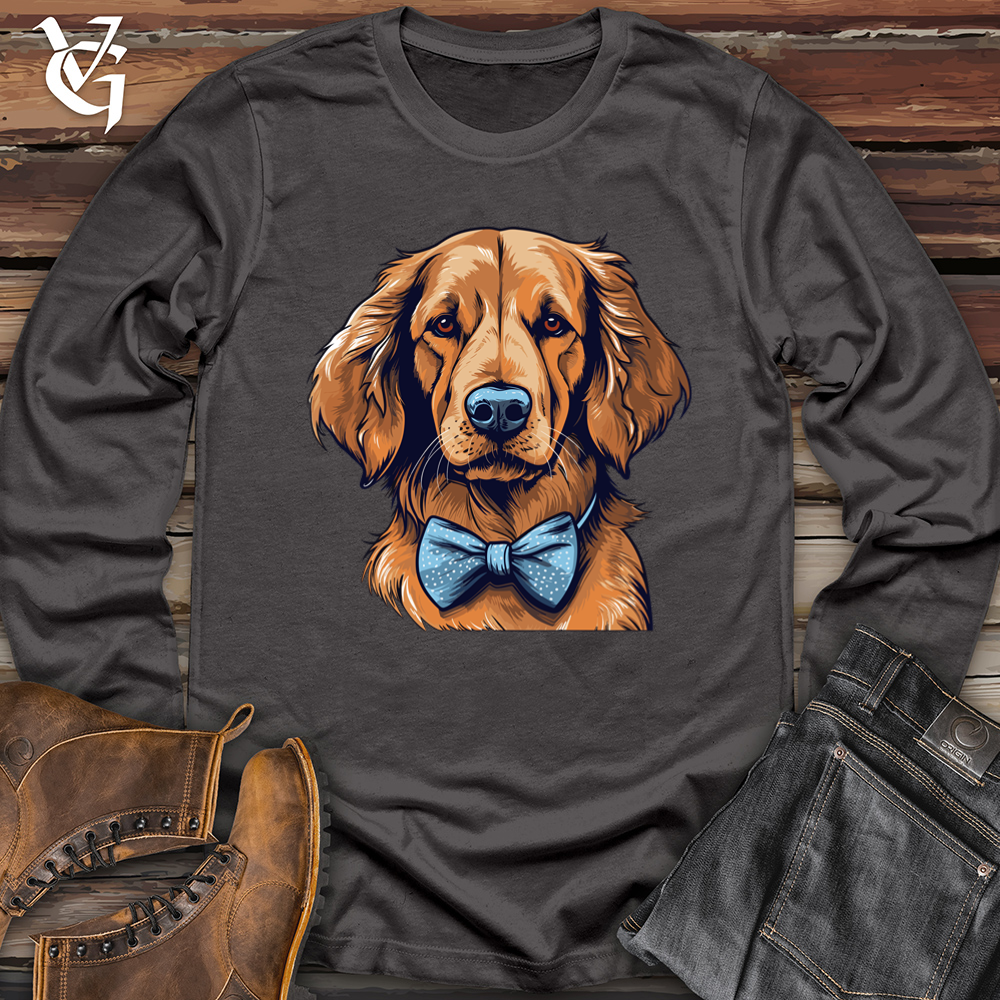Viking Goods Bowtie Elegance Golden Retriever Softstyle Long Sleeve Charcoal / L