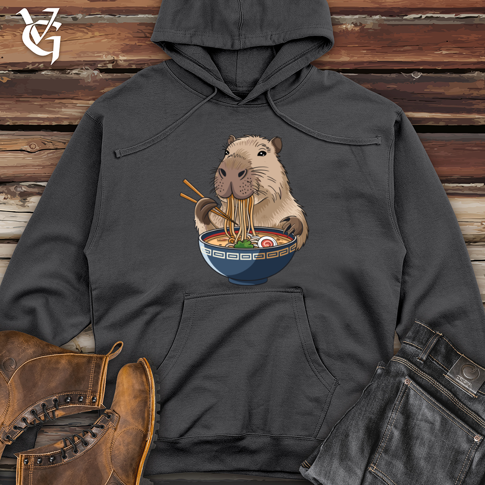 Viking Goods Capybara Eating Noodles Midweight Hooded Sweatshirt Charcoal / L