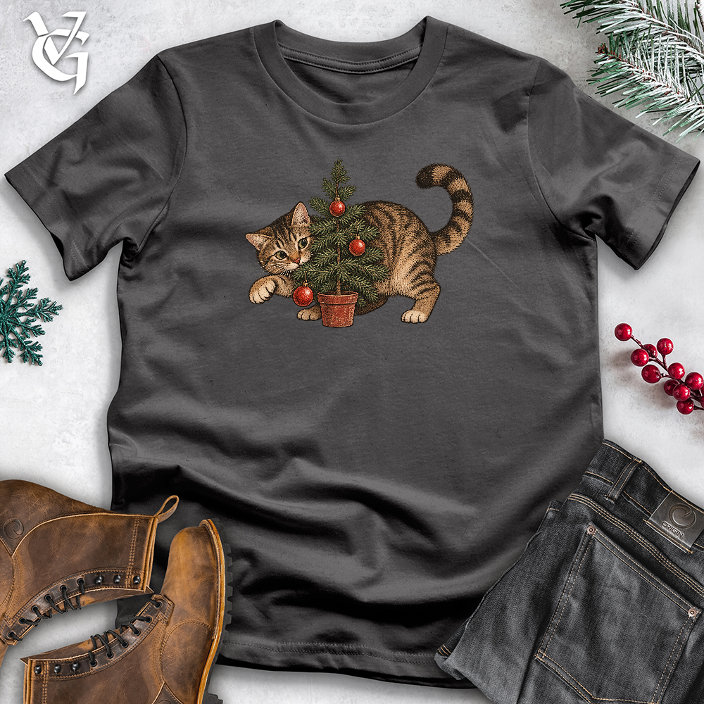 Viking Goods Cat Small Christmas Tree Softstyle Tee Charcoal / L