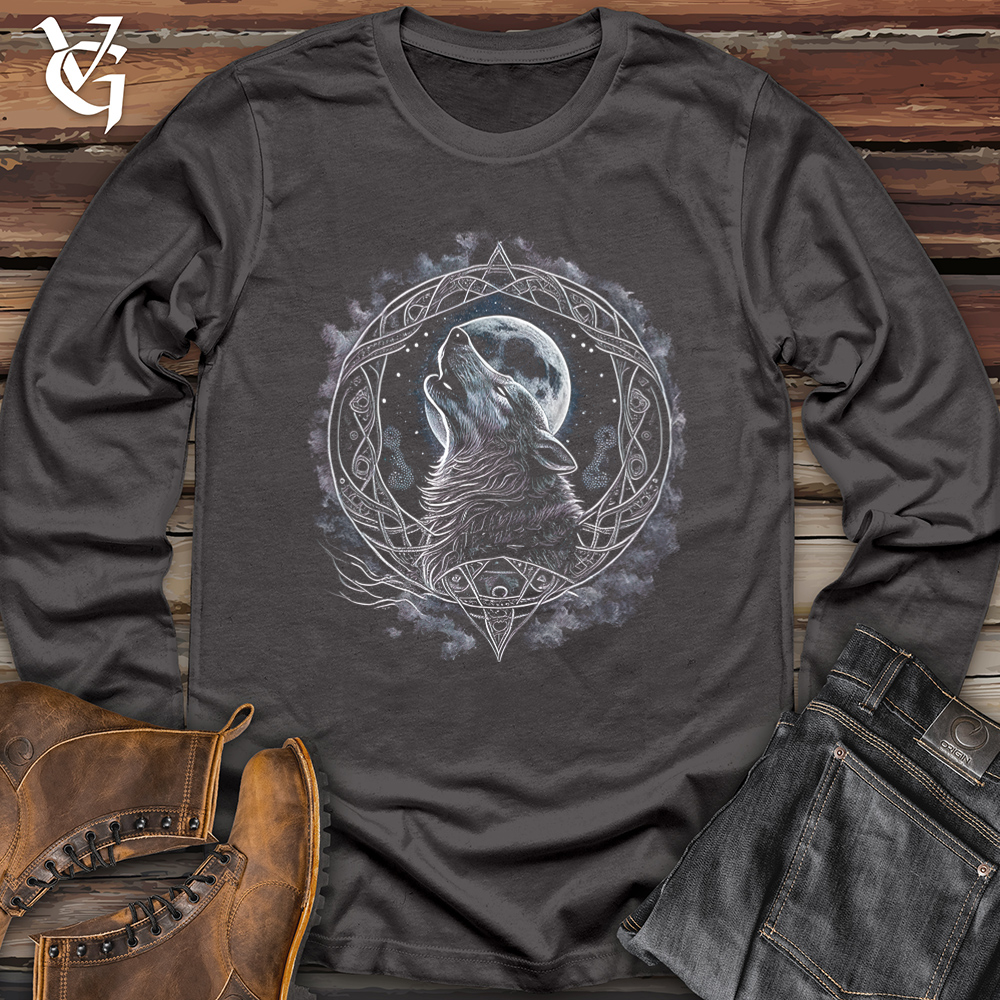 Viking Goods Celtic Howling Wolf Softstyle Long Sleeve Black / L