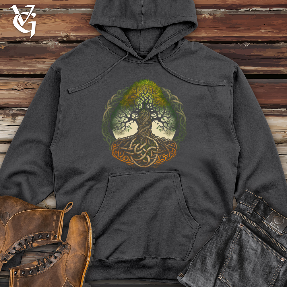 Viking Goods Celtic Life of Tree Min Midweight Hooded Sweatshirt Charcoal / L