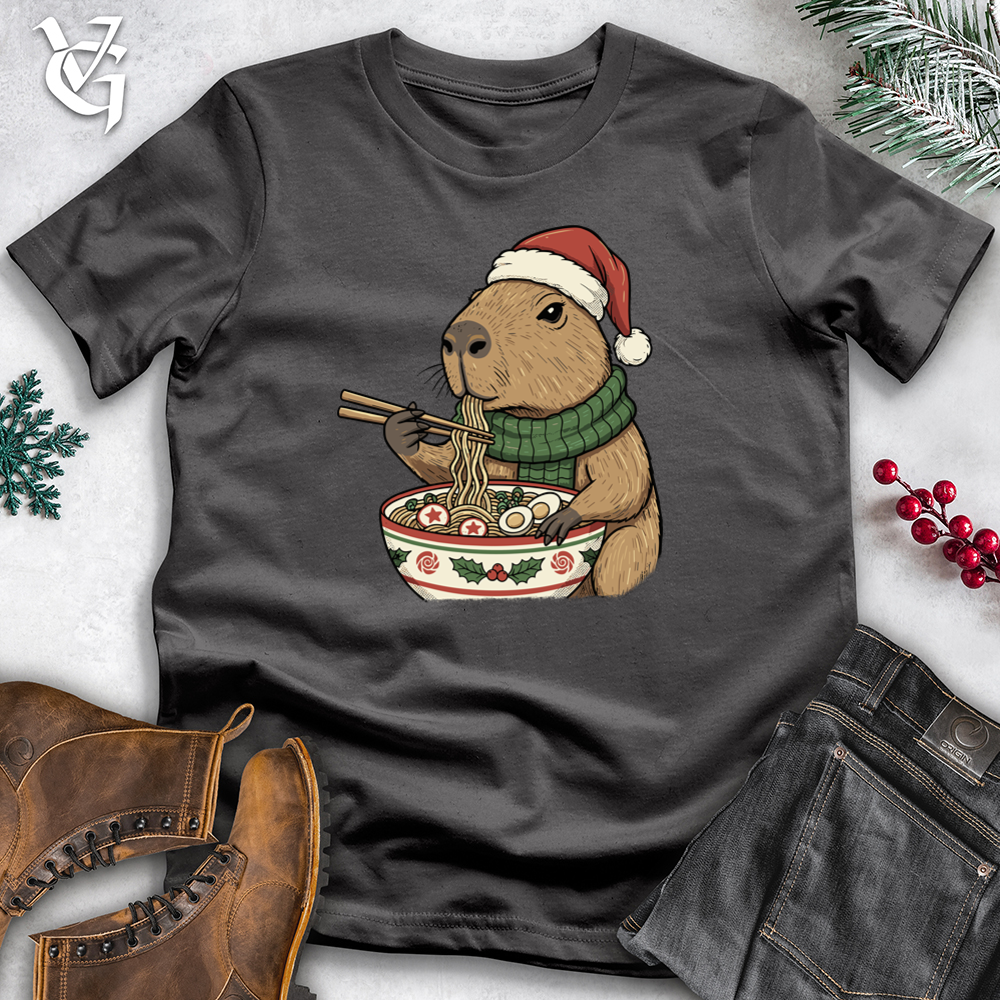 Viking Goods Christmas Capybara Eating Ramen Softstyle Tee Charcoal / L