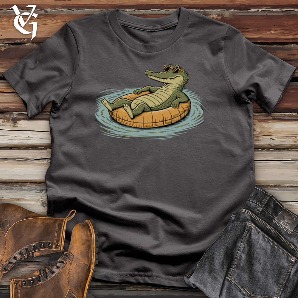 Viking Goods Crocodile Relaxing on Pool Tee Charcoal / L