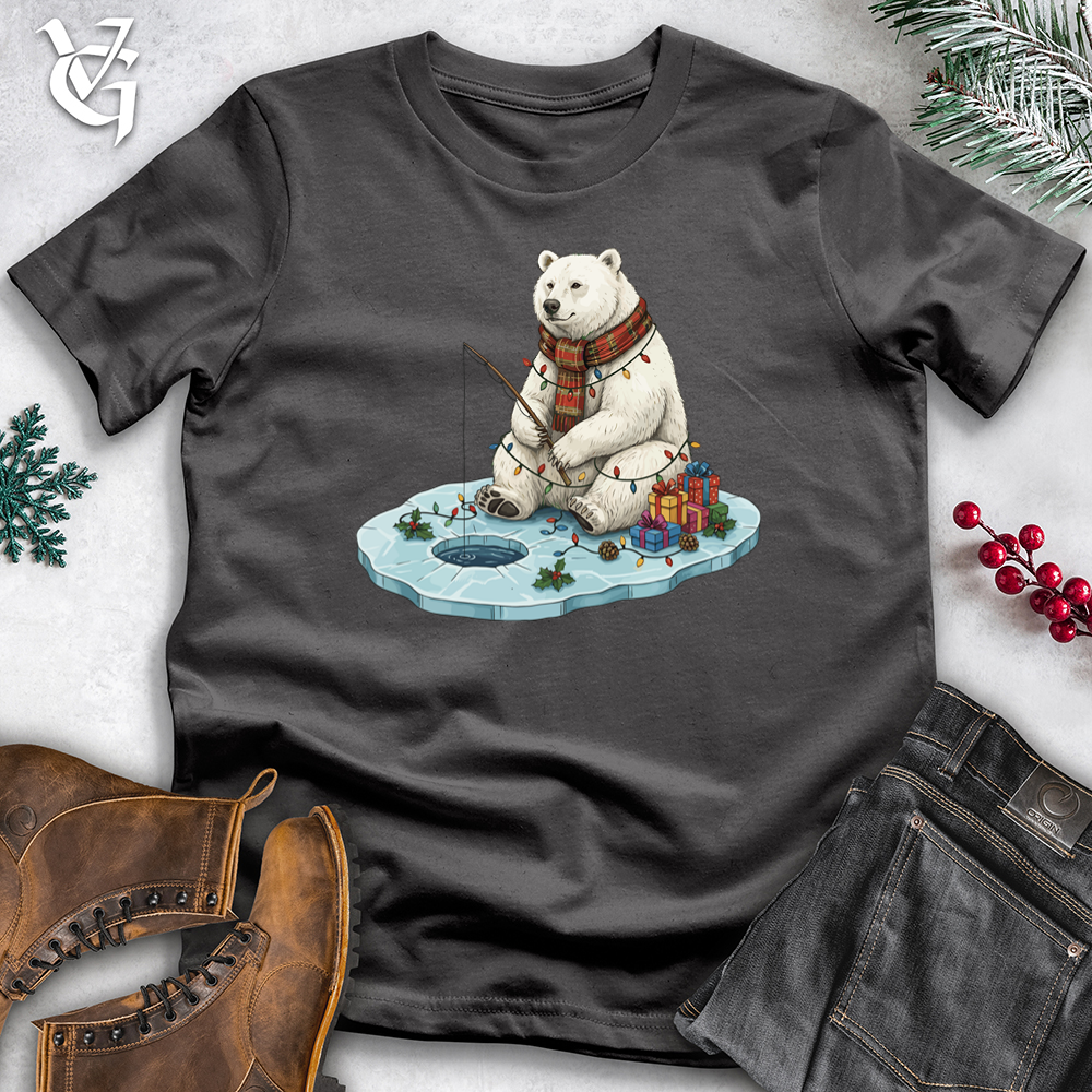 Viking Goods Holiday Polar Bear Ice Fishing Tee Charcoal / L