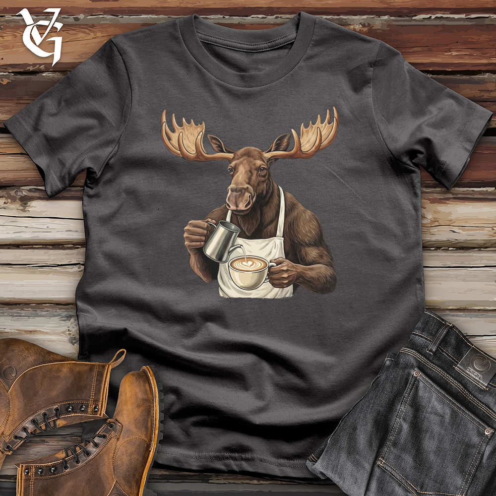 Viking Goods Moose With Coffee Tee Charcoal / L