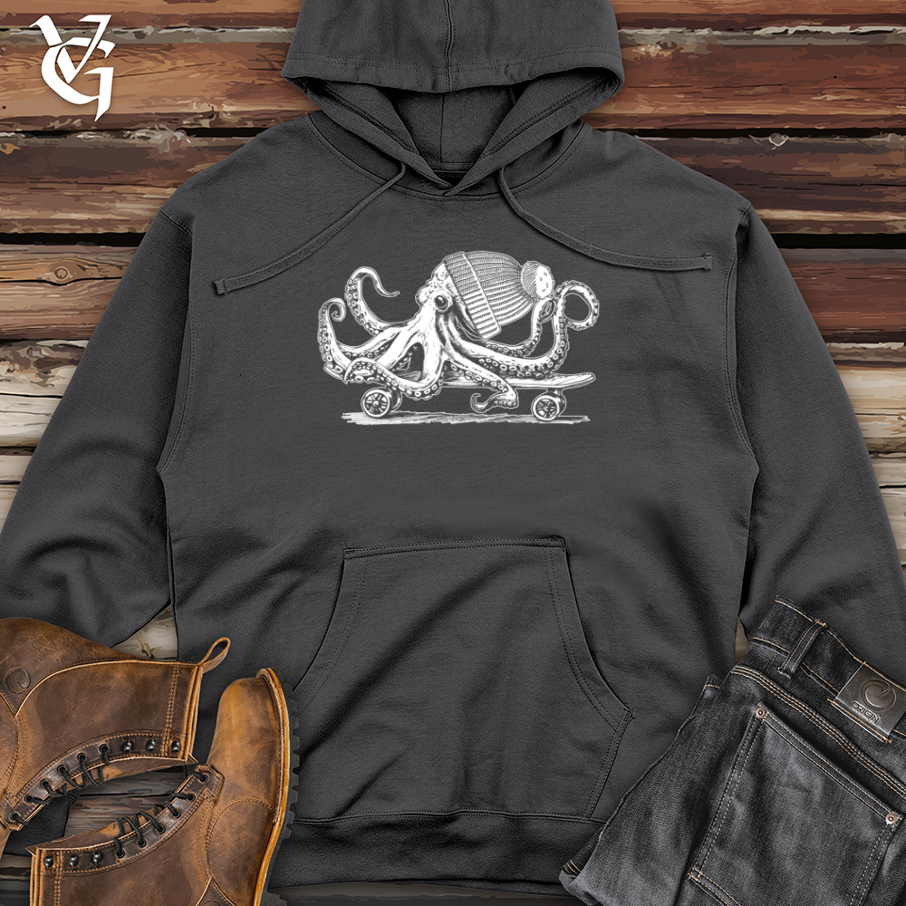 Viking Goods Octopus Chillin Skateboard Midweight Hooded Sweatshirt Charcoal / L