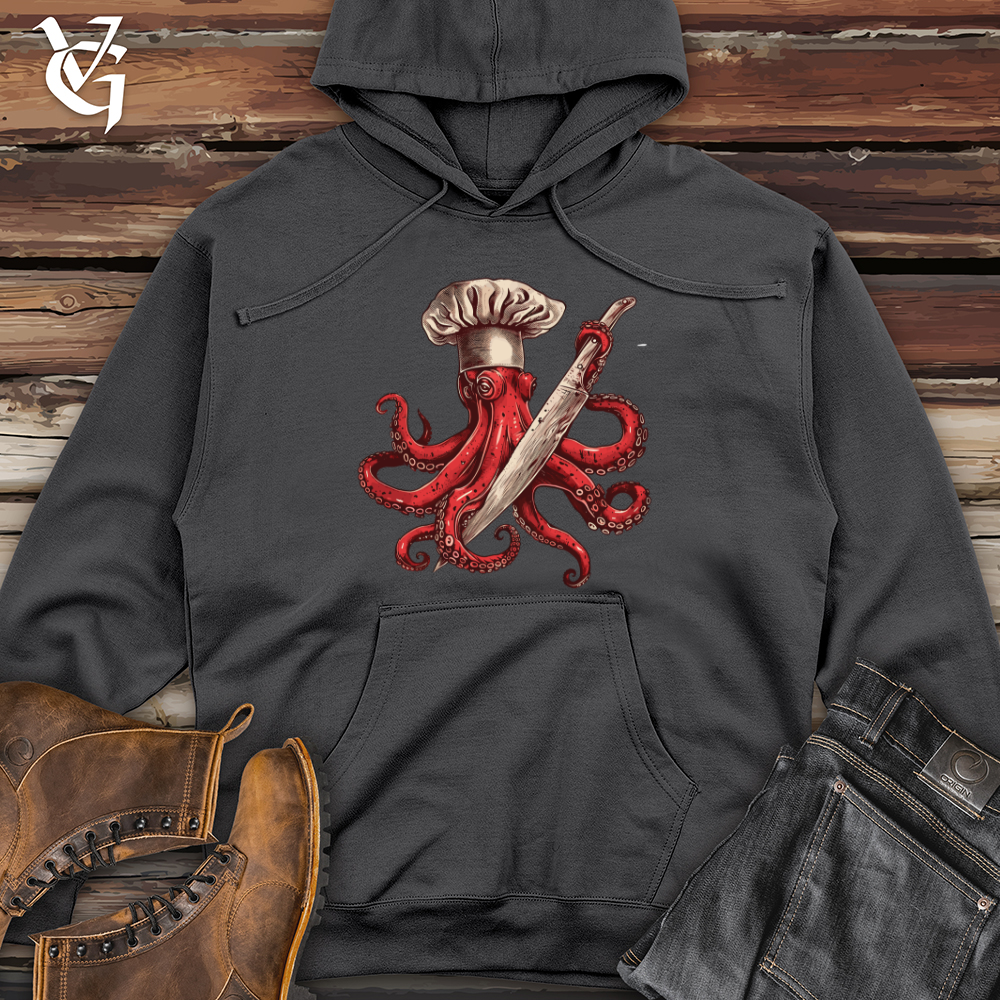 Viking Goods Octopus Dangerous Chef Midweight Hooded Sweatshirt Charcoal / L