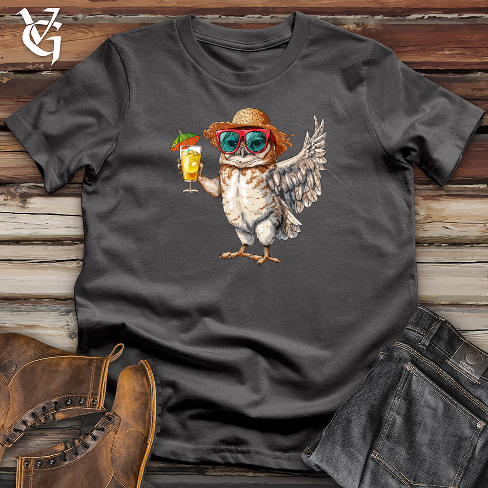 Viking Goods Owl Beach Vacation Softstyle Tee Charcoal / L