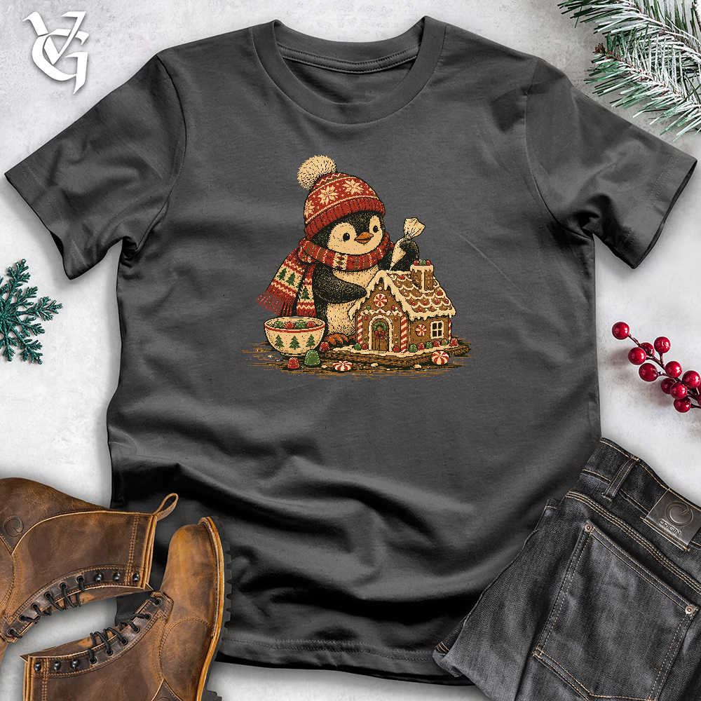 Viking Goods Penguin Gingerbread House Softstyle Tee Charcoal / L
