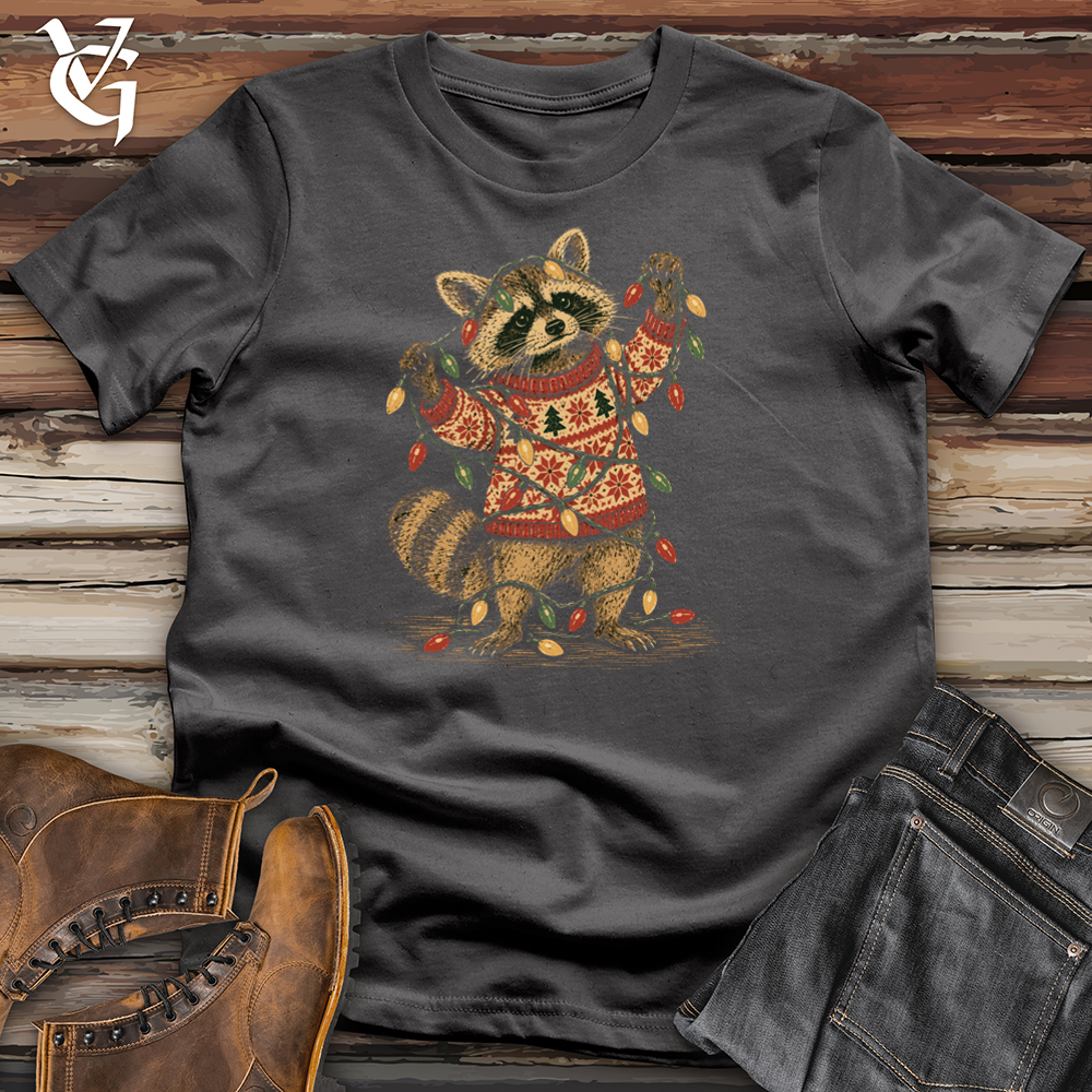 Viking Goods Raccoon Christmas Lights Tee Charcoal / L