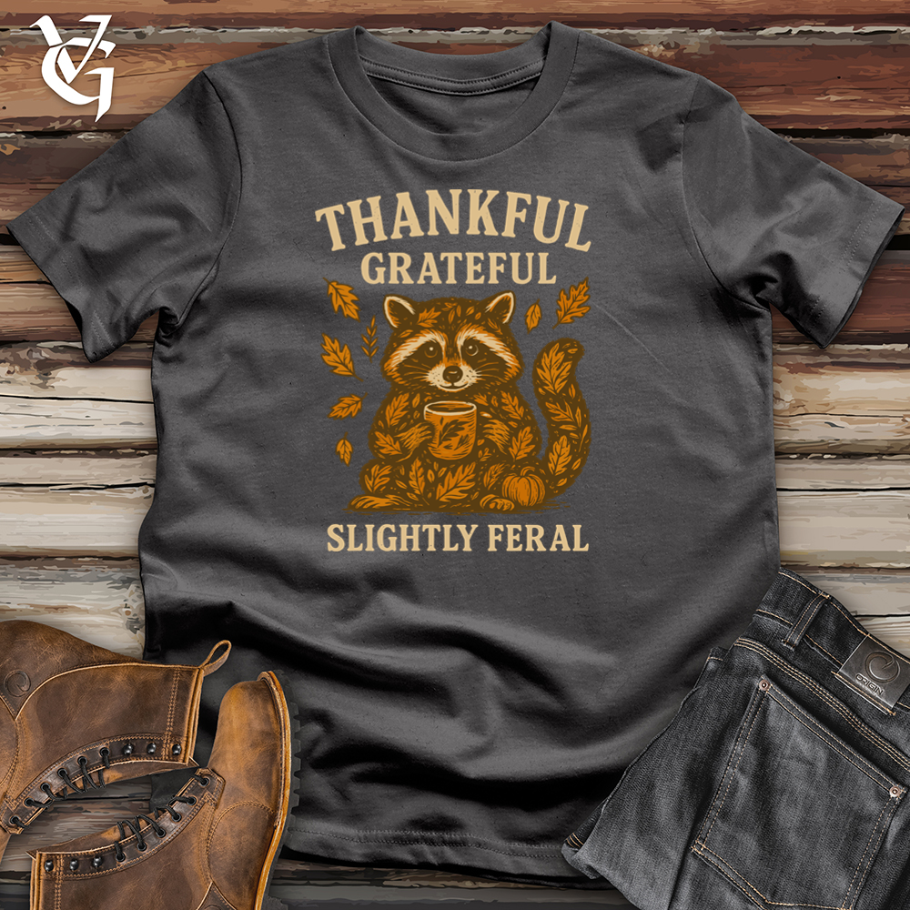 Viking Goods Thankful Grateful Slightly Feral Raccoon Tee Charcoal / L