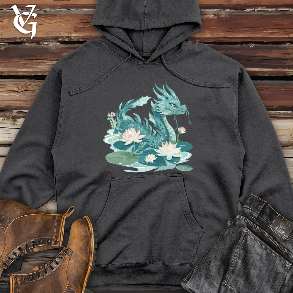 Viking Goods Water Dragon Serenity Midweight Hooded Sweatshirt Charcoal / L