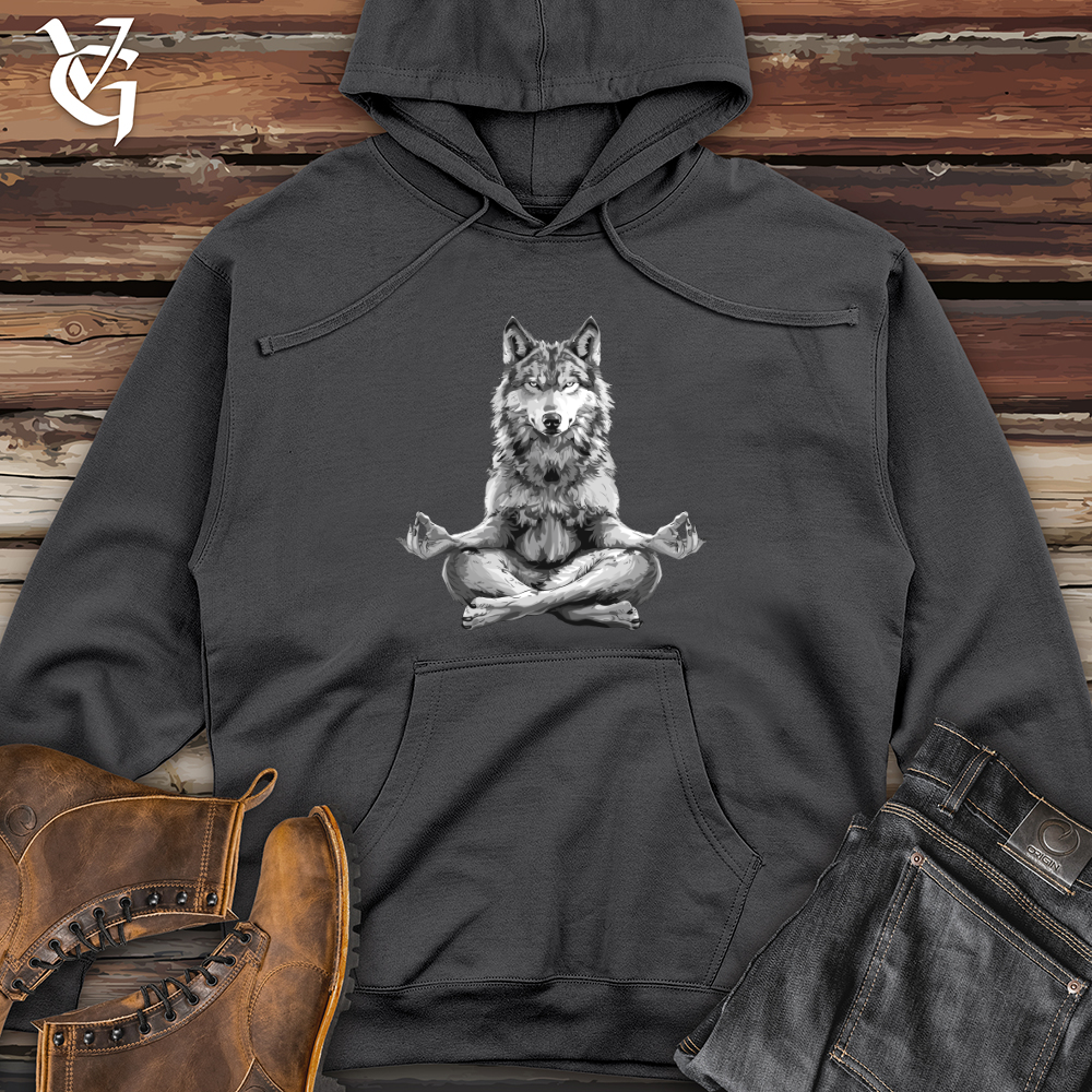 Viking Goods Zen Wolf Calm Midweight Hooded Sweatshirt Charcoal / L