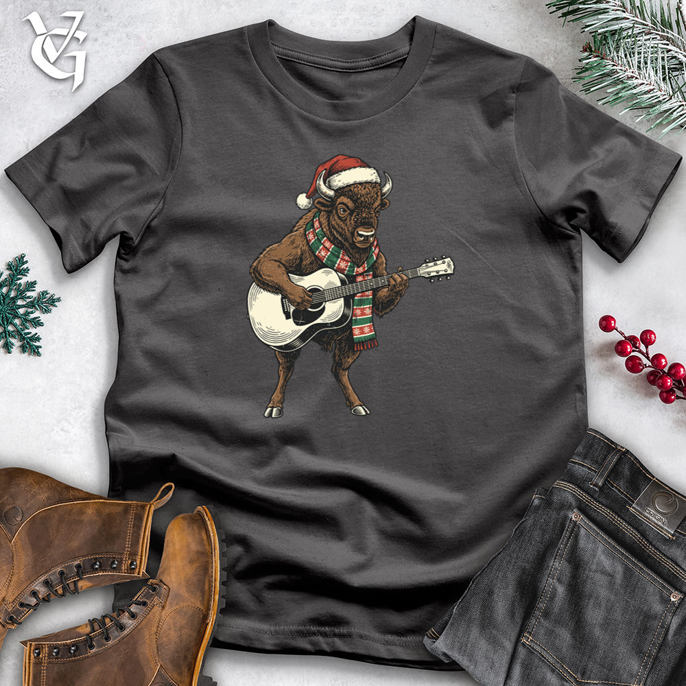 Viking Goods Christmas Bison Playing Guitar Softstyle Tee Charcoal / S