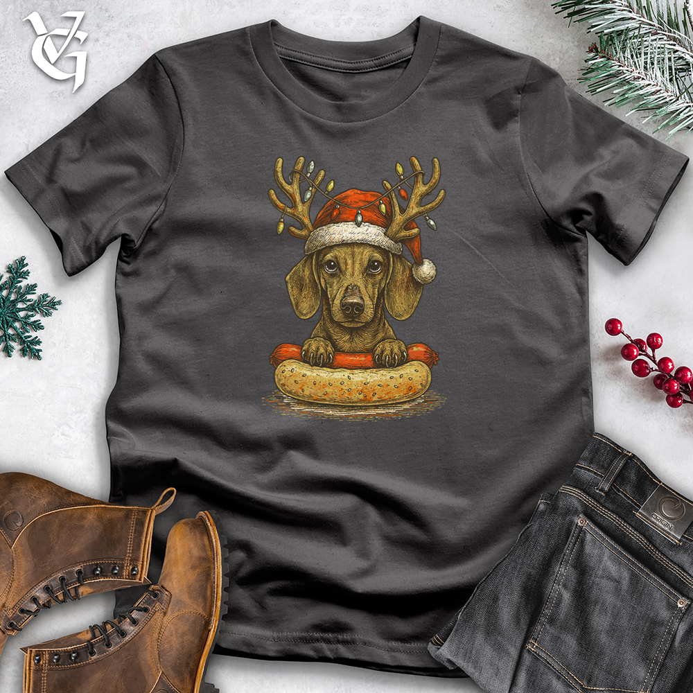 Viking Goods Christmas Dachshund Hotdog Hug Softstyle Tee Charcoal / S