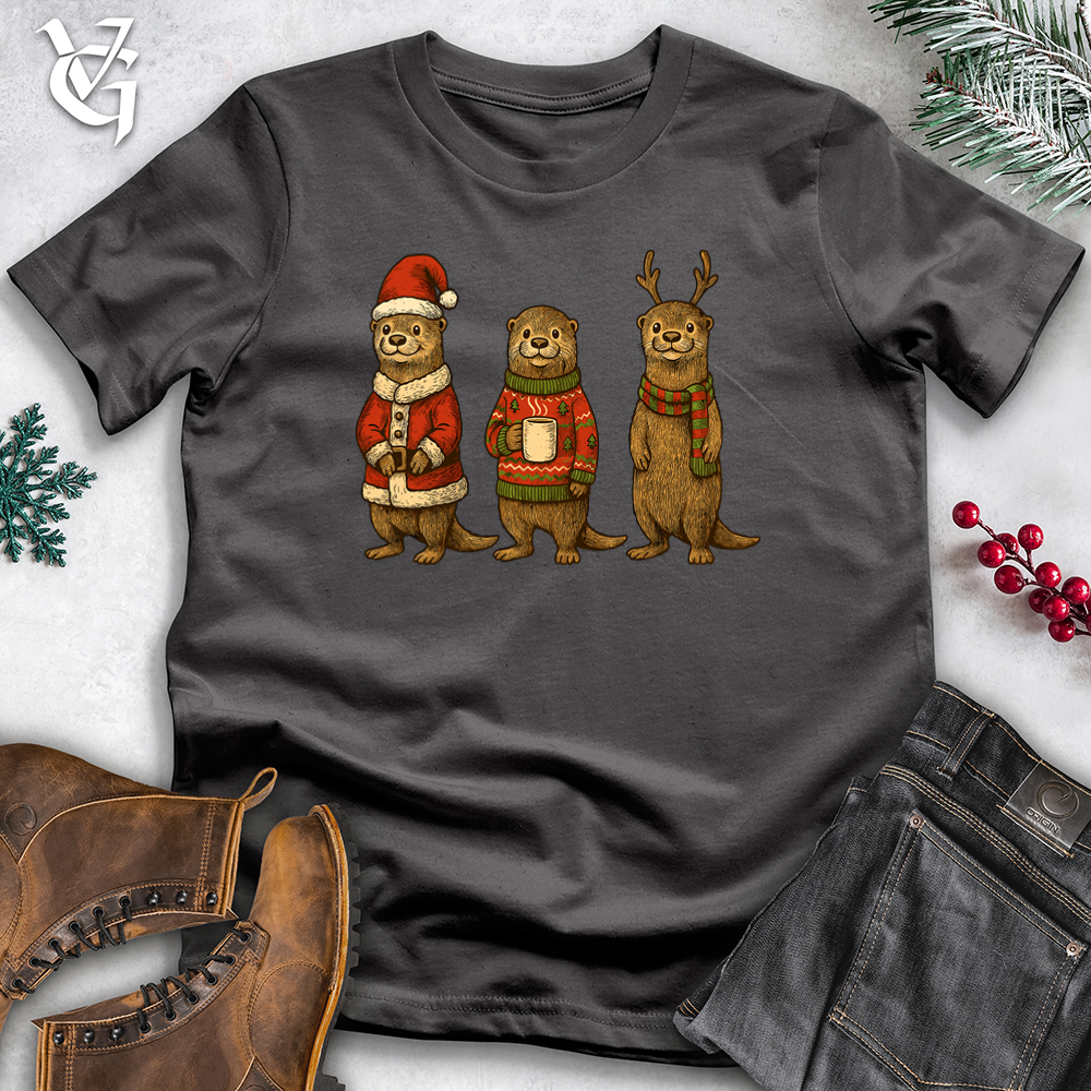 Viking Goods Christmas Dressed Up 3 Otter Softstyle Tee Charcoal / S