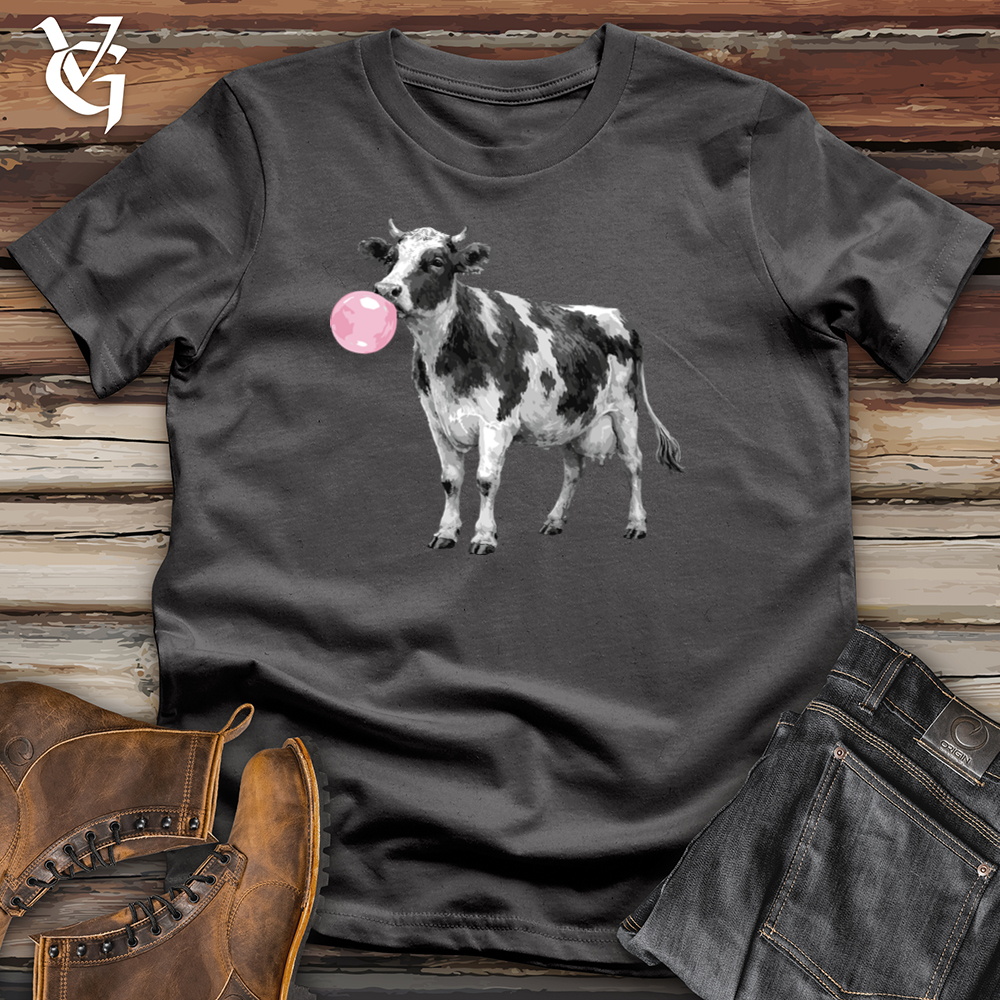 Viking Goods Cow With Bubble Gum Softstyle Tee Charcoal / S