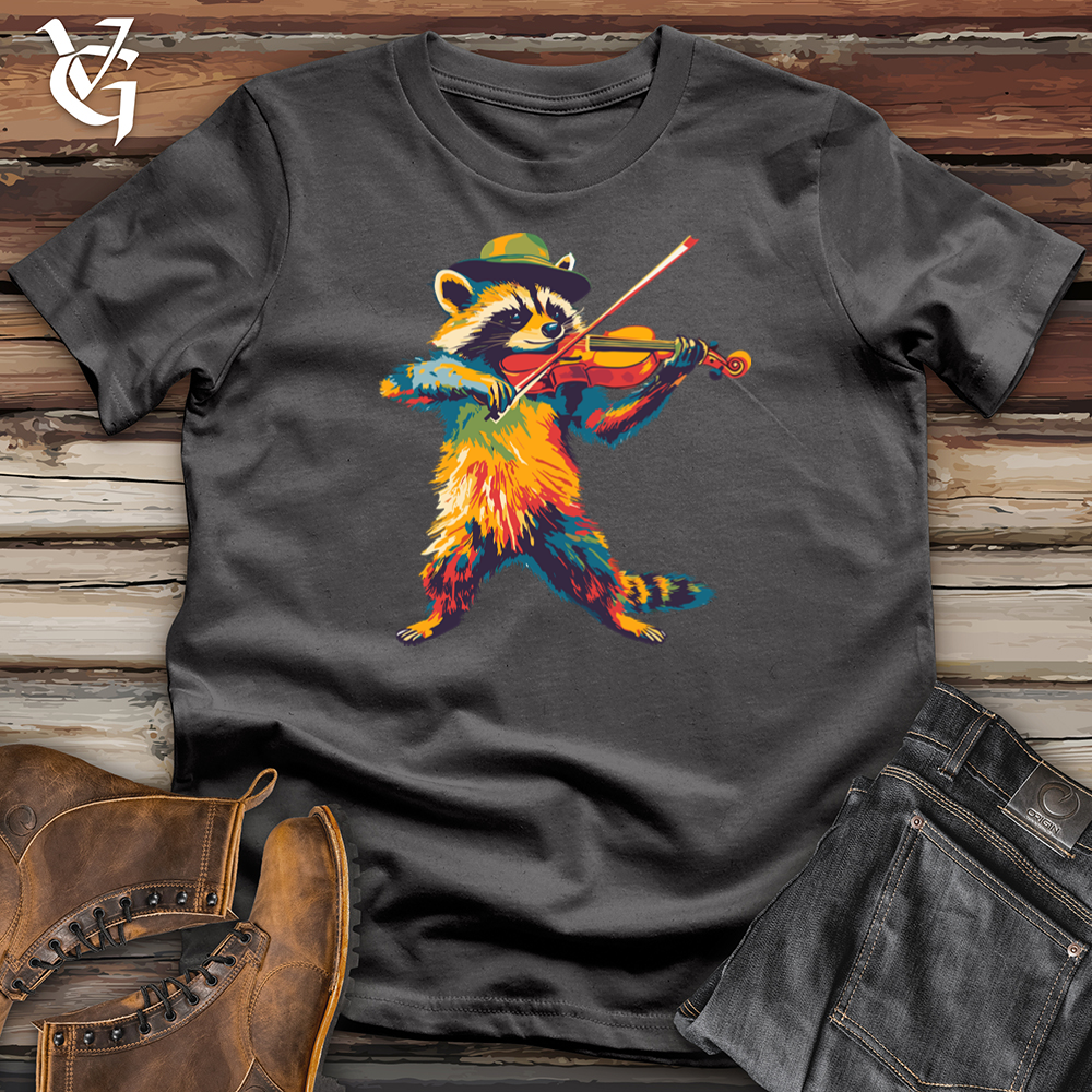 Viking Goods Hipster Raccoon Violinist Softstyle Tee Charcoal / S