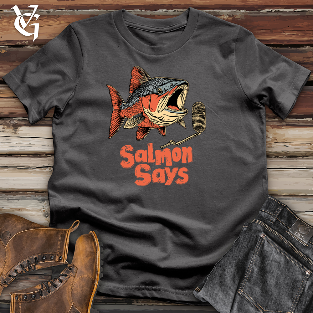 Viking Goods Salmon Says Softstyle Tee Charcoal / S
