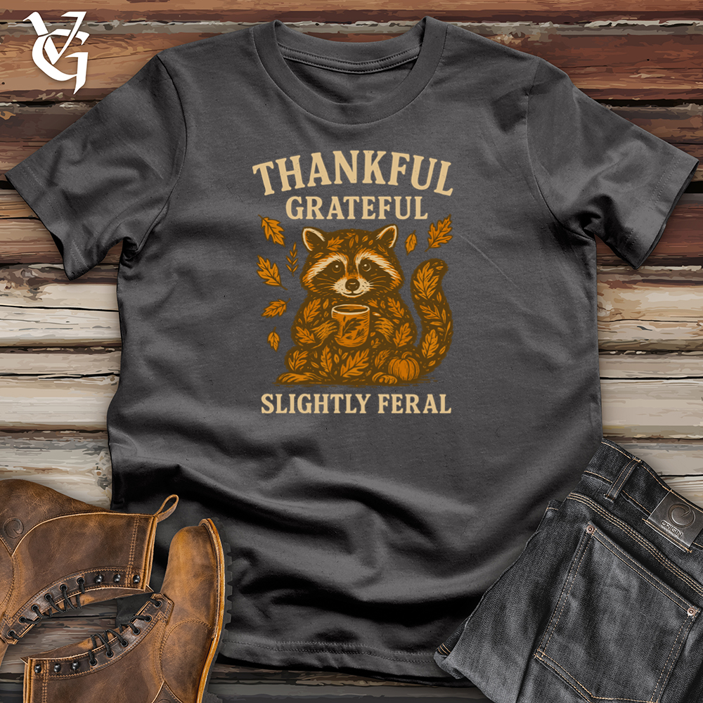 Viking Goods Thankful Grateful Slightly Feral Raccoon Softstyle Tee Charcoal / S