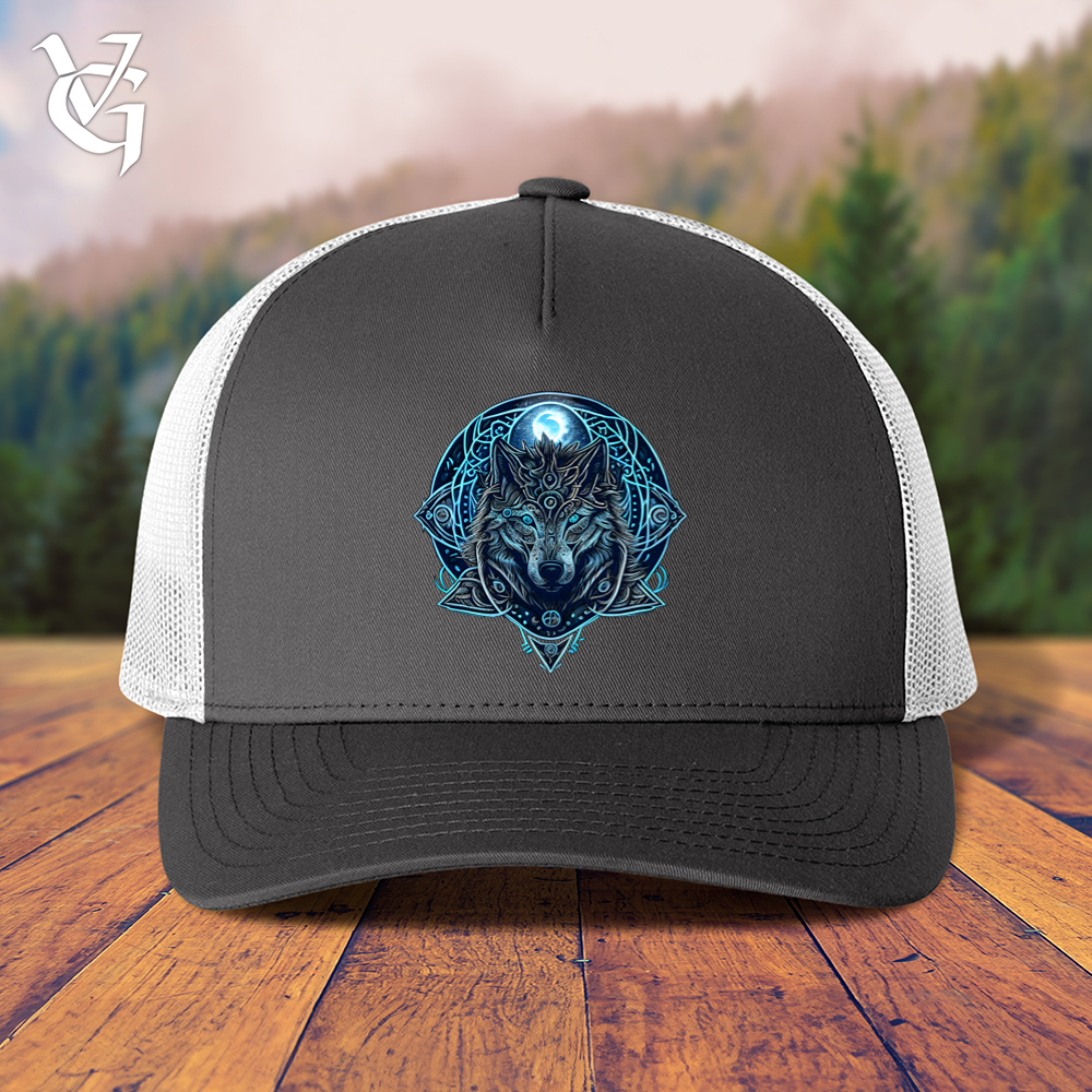 Viking Goods Celtic Fenrir Wolf Trucker Cap Charcoal/ White