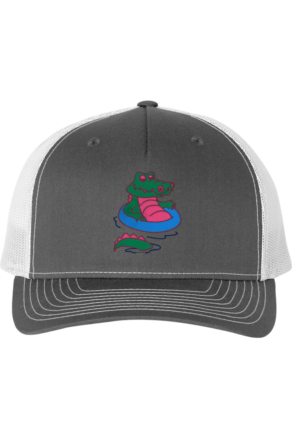 Viking Goods Gator Chillin Embroidered Trucker Cap Charcoal/ White