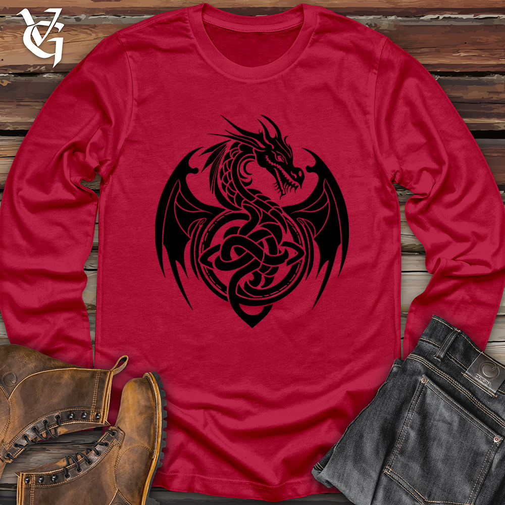 Viking Goods Celtic Rust Dragon Softstyle Long Sleeve Cherry Red / L