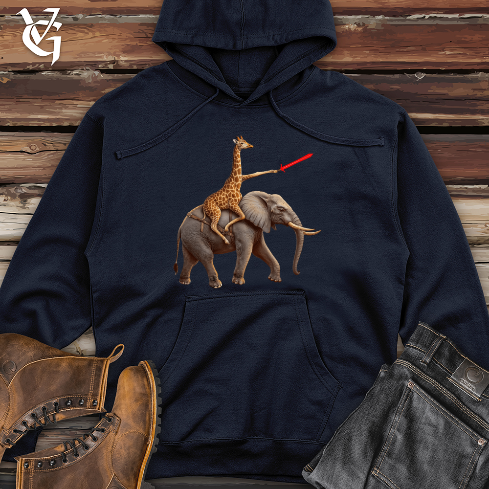 Viking Goods Elephant Giraffe Calvary Midweight Hooded Sweatshirt Classic Navy / L