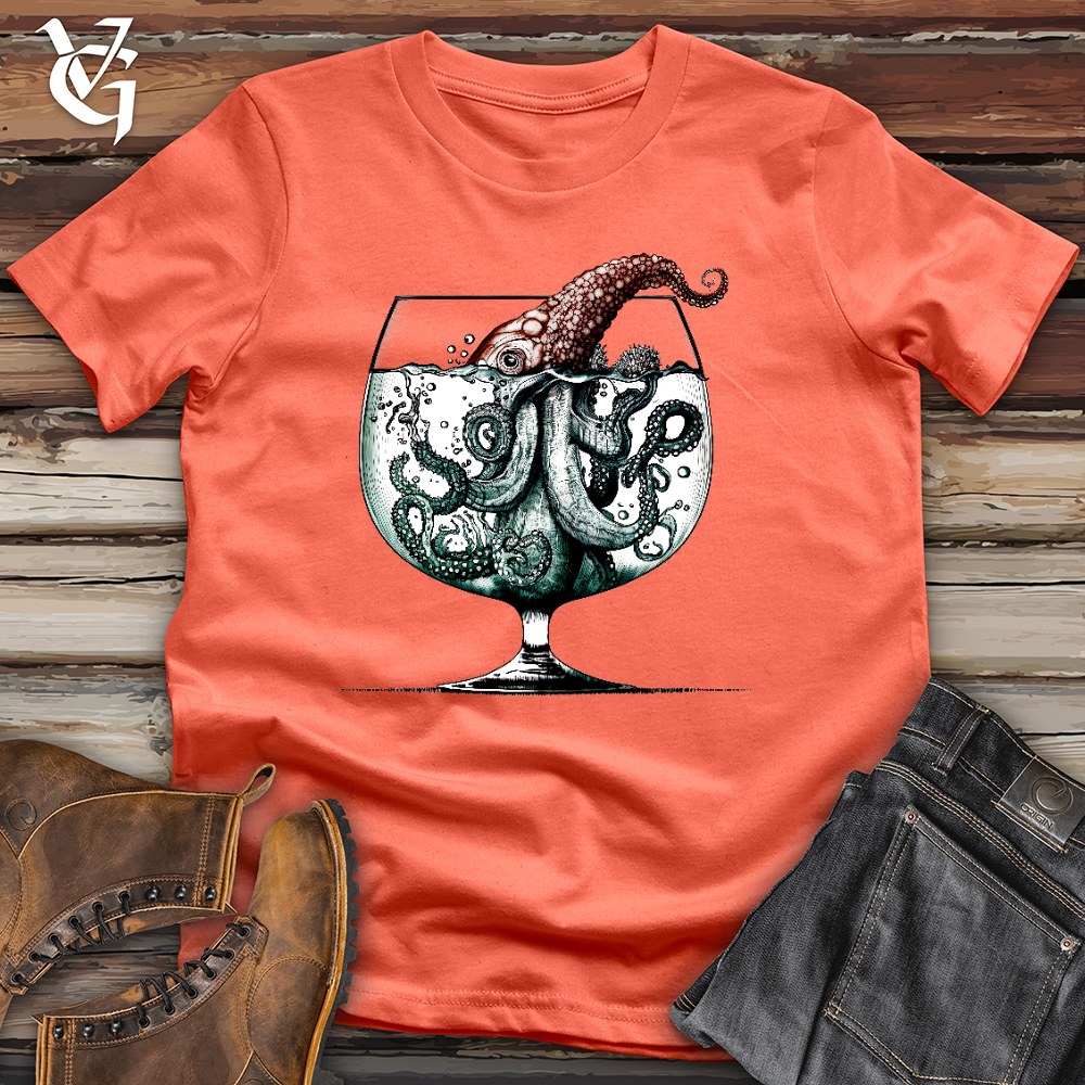 Viking Goods Over Indulging Octopus Cotton Tee Coral / L