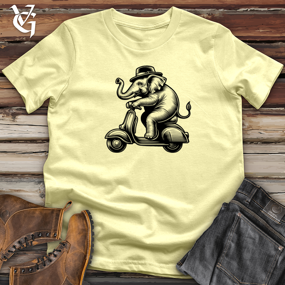 Viking Goods Elephant Riding a Scooter Softstyle Tee Cornsilk / L