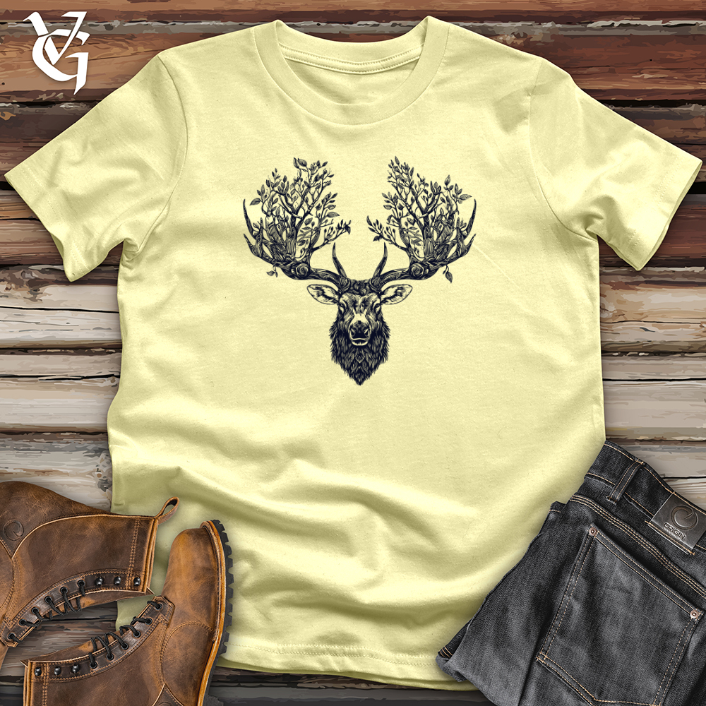 Viking Goods Enchanted Forest Stag Softstyle Tee Cornsilk / L