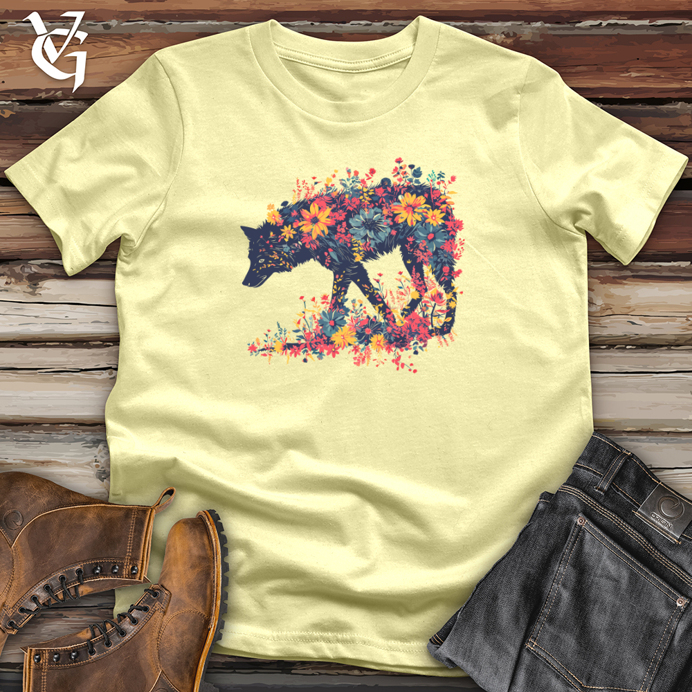 Viking Goods Floral Wolf Silhouette Softstyle Tee Cornsilk / L