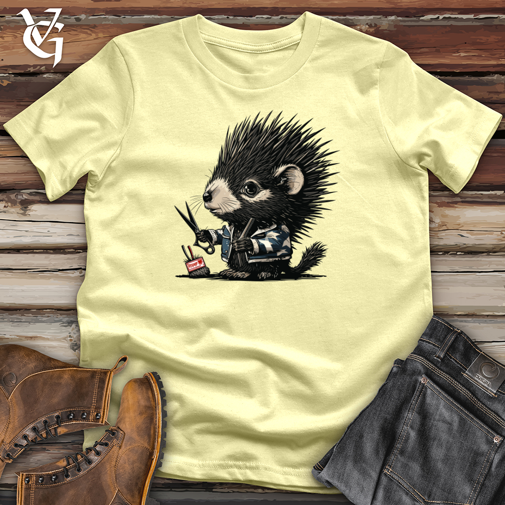 Viking Goods Hedgehog Barber Shop Softstyle Tee Cornsilk / L