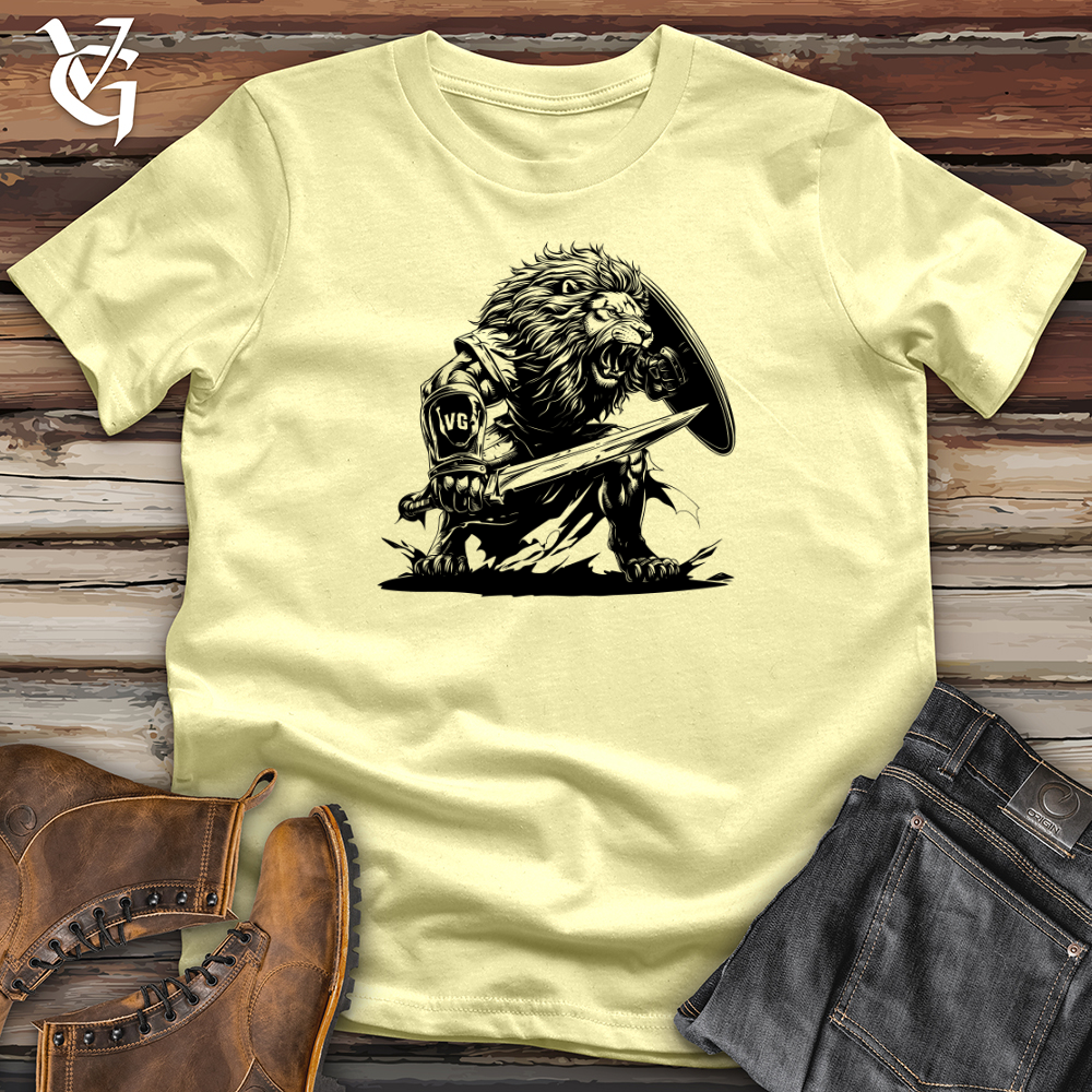 Viking Goods Lion Warrior Battle Softstyle Tee Cornsilk / L