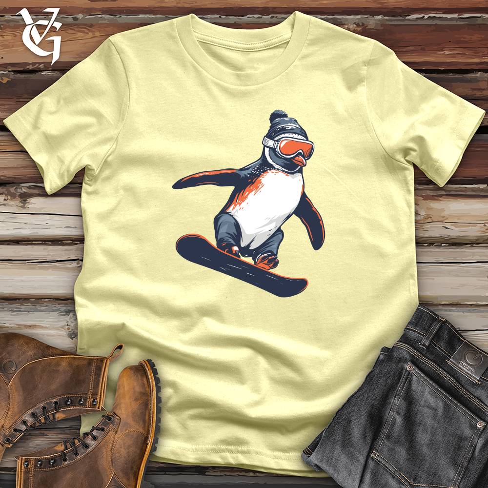 Viking Goods Penguin Snowboard Thrill Softstyle Tee Cornsilk / L