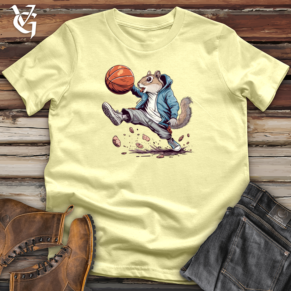 Viking Goods Squirrel Basketball Hustle Softstyle Tee Cornsilk / L
