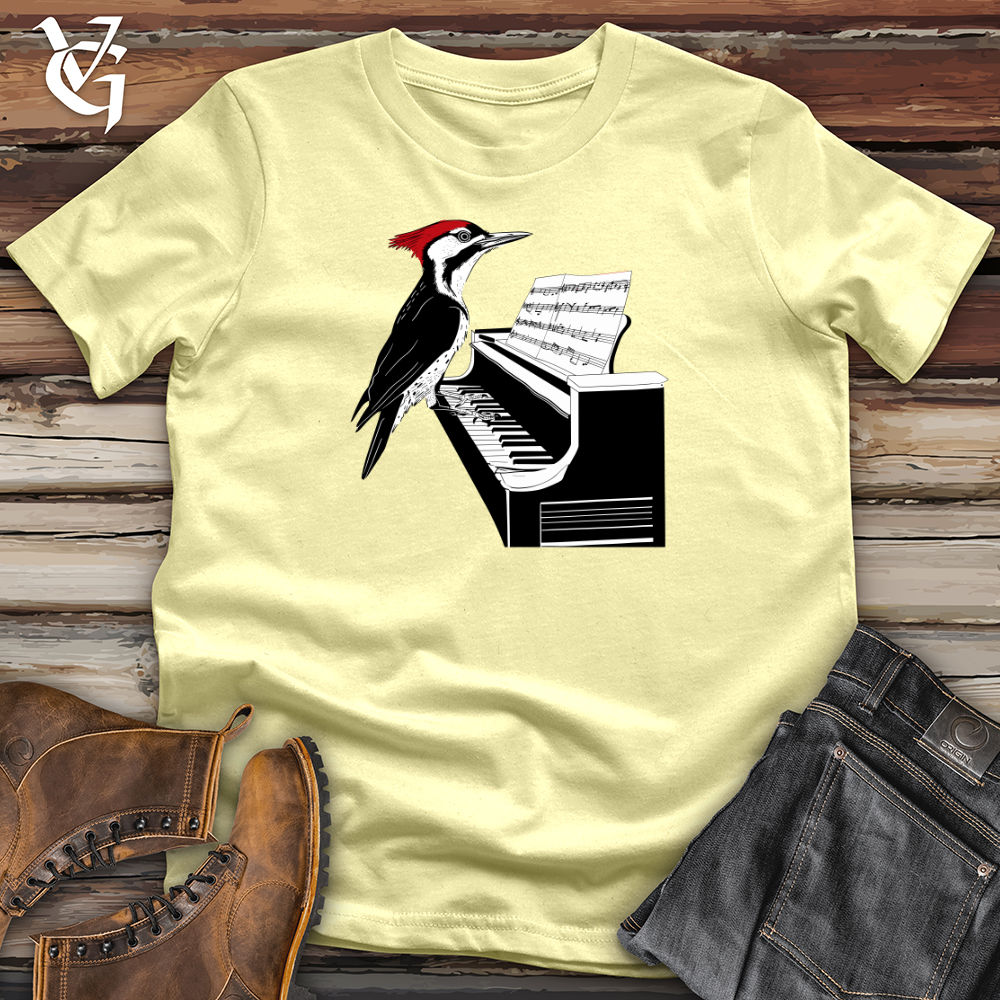 Viking Goods Woodpecker Piano Solo Softstyle Tee Cornsilk / L