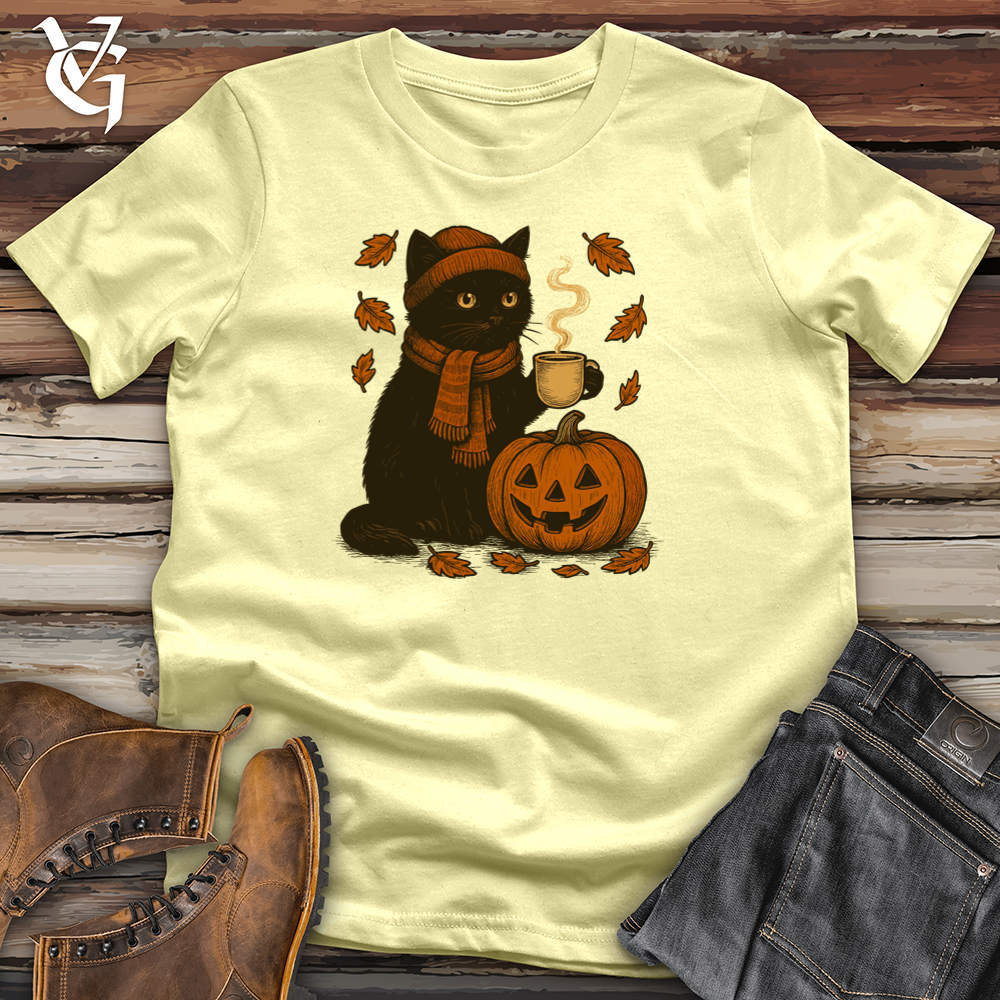 Viking Goods Black Cat Halloween Softstyle Tee Cornsilk / S