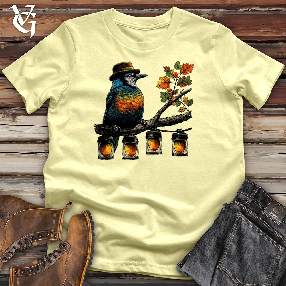 Viking Goods Blue Jay Acorn Lanterns Softstyle Tee Cornsilk / S