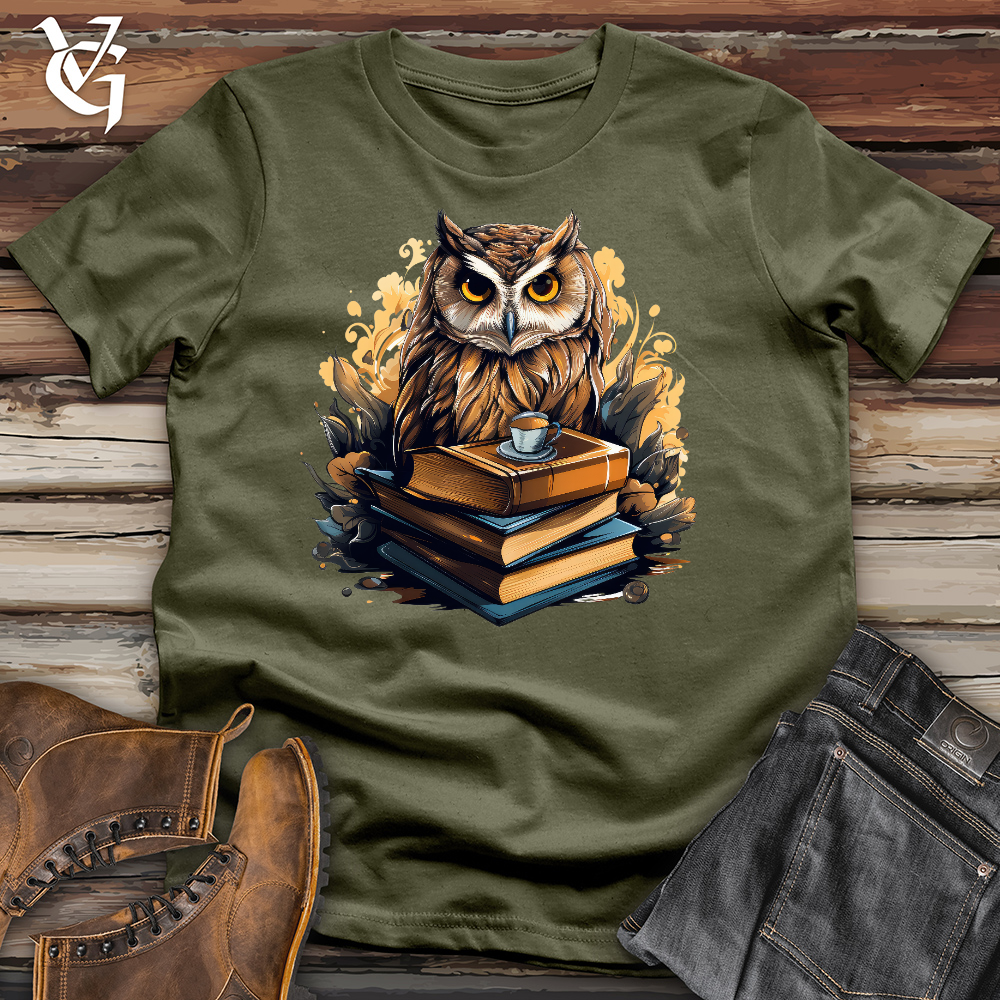 Viking Goods Curious Owl Book Reader Cotton Tee