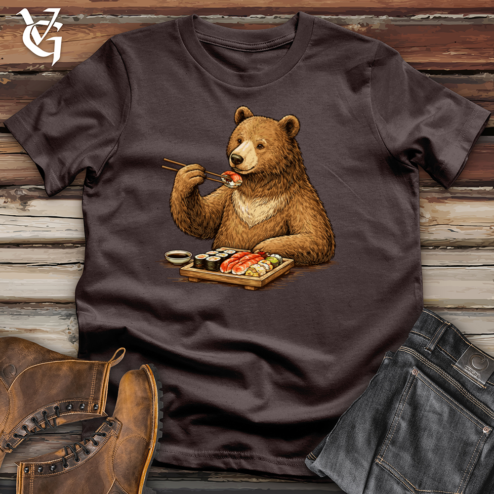 Viking Goods Bear Eating Sushi Tee Dark Chocolate / L