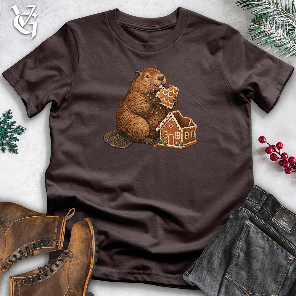 Viking Goods Beaver Gingerbread House Softstyle Tee Dark Chocolate / L