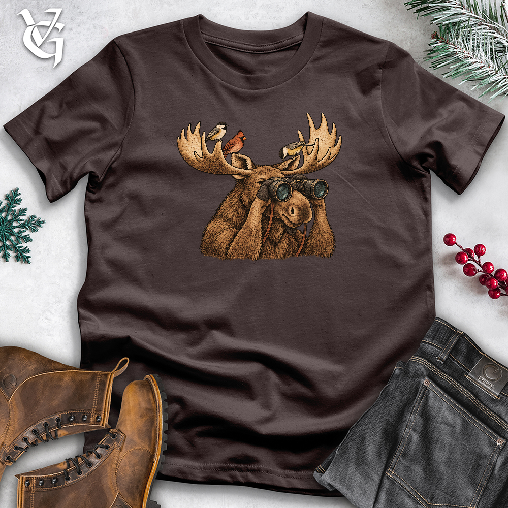 Viking Goods Bird Watching Moose Softstyle Tee Dark Chocolate / L