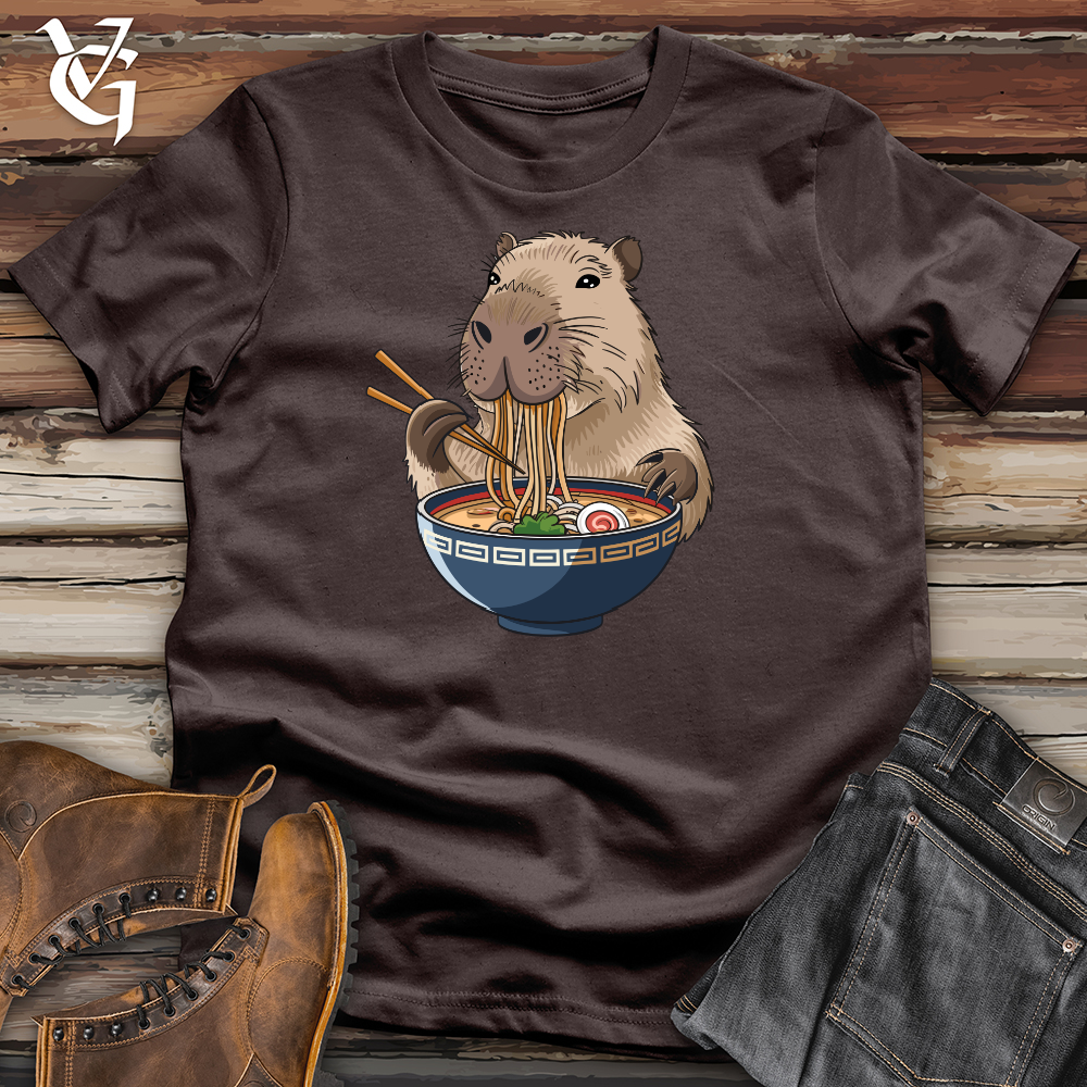 Viking Goods Capybara Eating Noodles Softstyle Tee Dark Chocolate / L