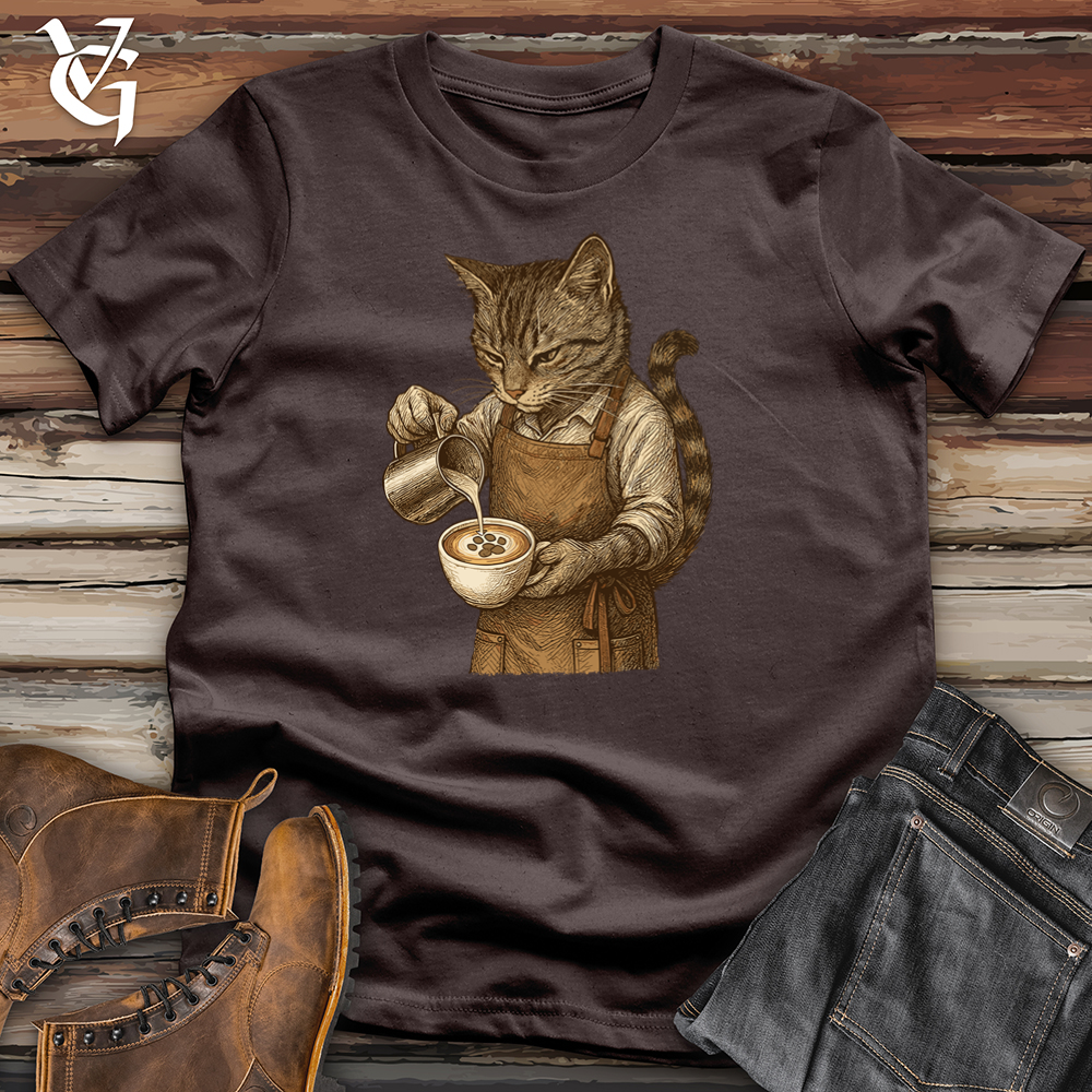 Viking Goods Cat Barista Tee Dark Chocolate / L