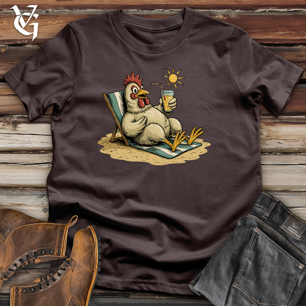 Viking Goods Chicken With Glasses of Cocktail Tee Dark Chocolate / L