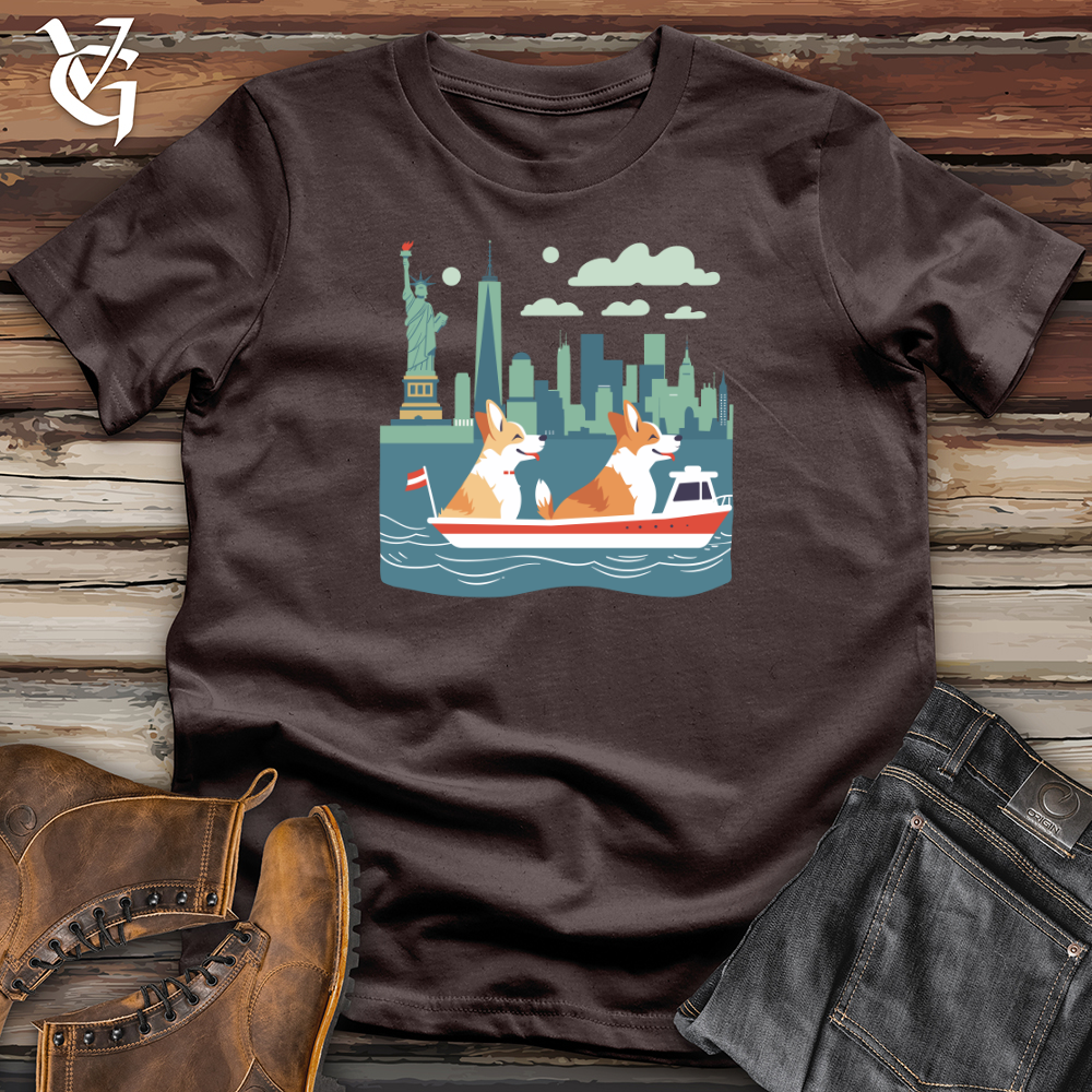 Viking Goods Corgi Harbor Adventure Softstyle Tee Dark Chocolate / L