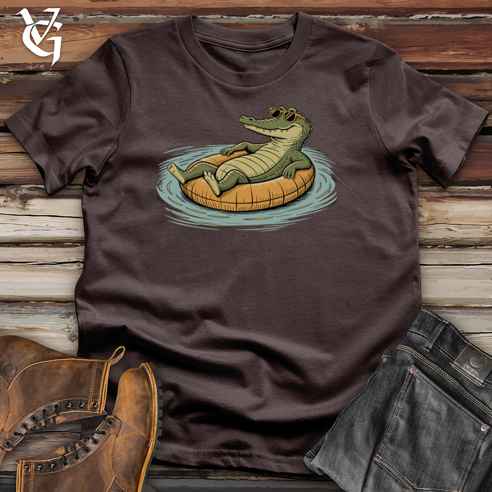 Viking Goods Crocodile Relaxing on Pool Tee Dark Chocolate / L