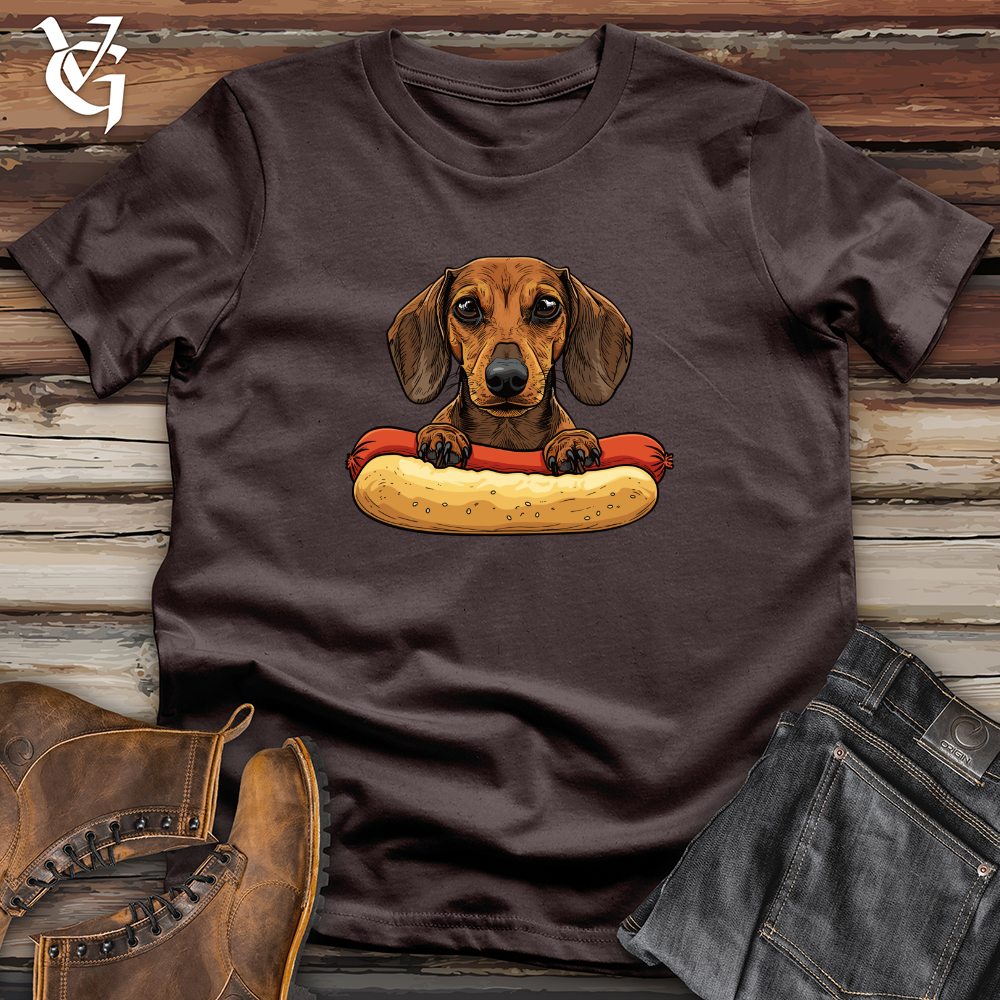 Viking Goods Dachshund Hotdog Hug Softstyle Tee Dark Chocolate / L