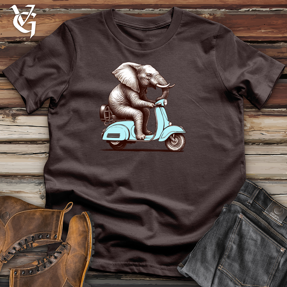 Viking Goods Elephant  Sitting Top a Scooter Softstyle Tee Dark Chocolate / L